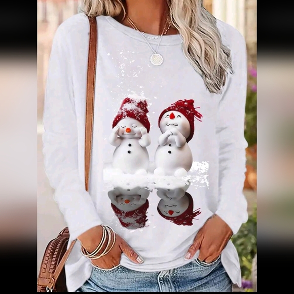 SHEIN Tops - Snowman Graphic Long Sleeve Top